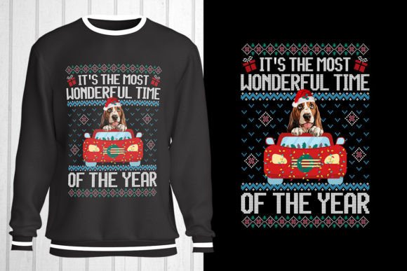 Basset Hound Ugly Sweater T-Shirt Designs