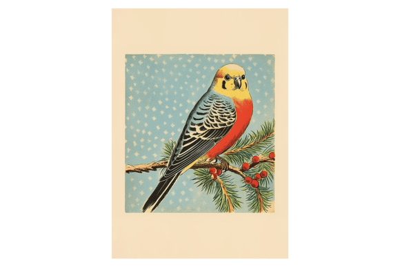 Budgie Christmas Card: Festive Illustrations for Sellers