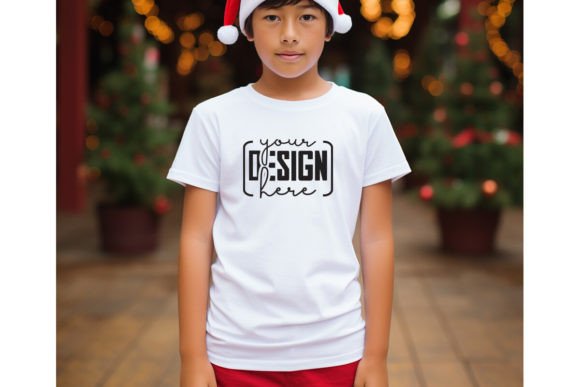 Christmas Free Kids White T-Shirt Mockup for Baby Amp