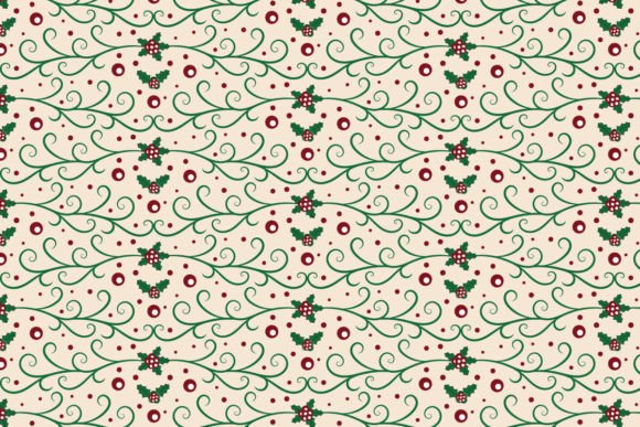 Christmas Green Ornate Seamless Pattern for Branding