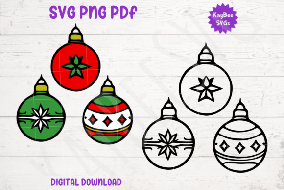 Christmas Ornaments SVG PNG PDF Cut File for Crafts