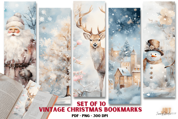 Christmas Printable Bookmarks Set for Crafts