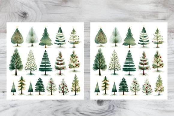 Christmas Tree Watercolor Illustrations Review