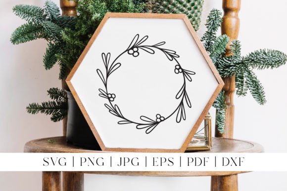 Christmas Wreath Line Art Mistletoe Illustrations