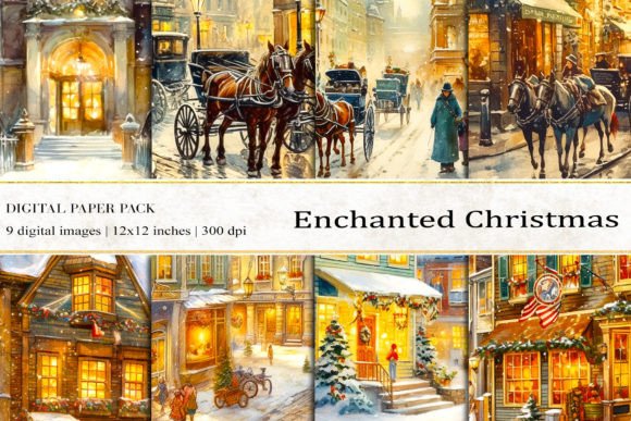 Enchanted Christmas Digital Papers for Festive Backgrounds