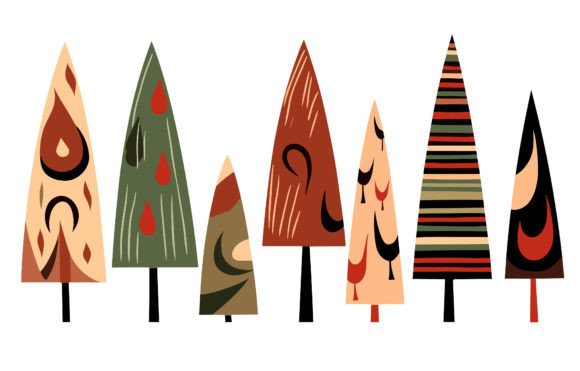 Modern Christmas Tree Collection: Premium Illustrations