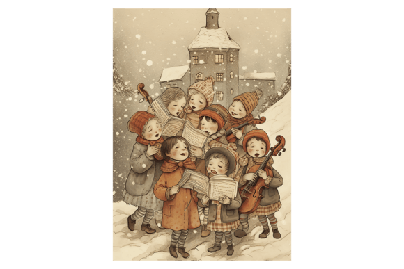 Music Christmas Card Illustrations for Crafters