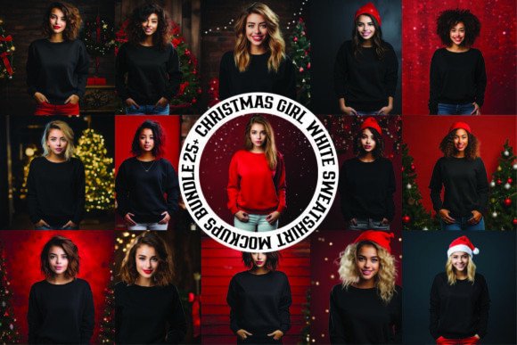 Reviewing Christmas Black Sweatshirt Mockups Bundle for Content Creators