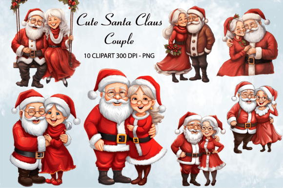 Santa Claus Couple Clipart for Illustrations