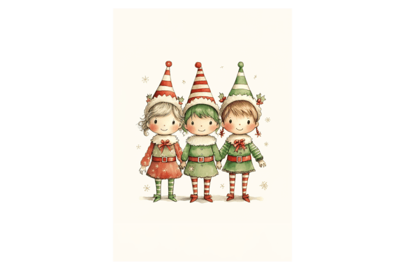 Santas Elves Christmas Card: Festive Illustrations