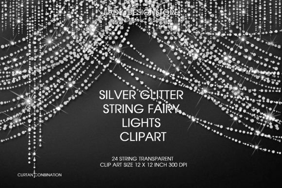 Silver Glitter String Fairy Lights Illustrations