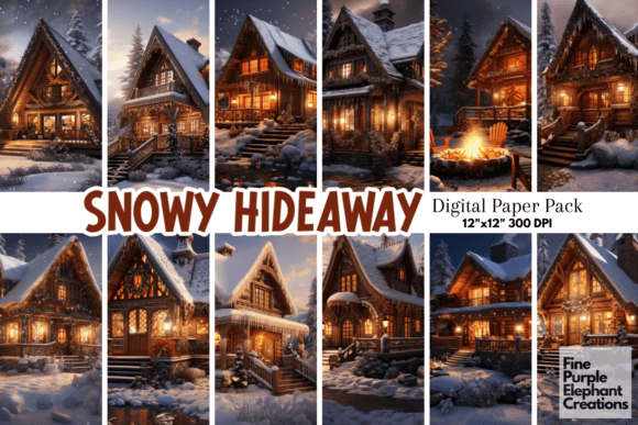 Winter Snowy Cabin Christmas Holiday Backgrounds Review